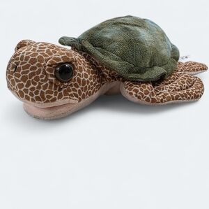 Sea World Authentic Parks Sea Turtle Hand Puppet Brown and Green Plush Toy